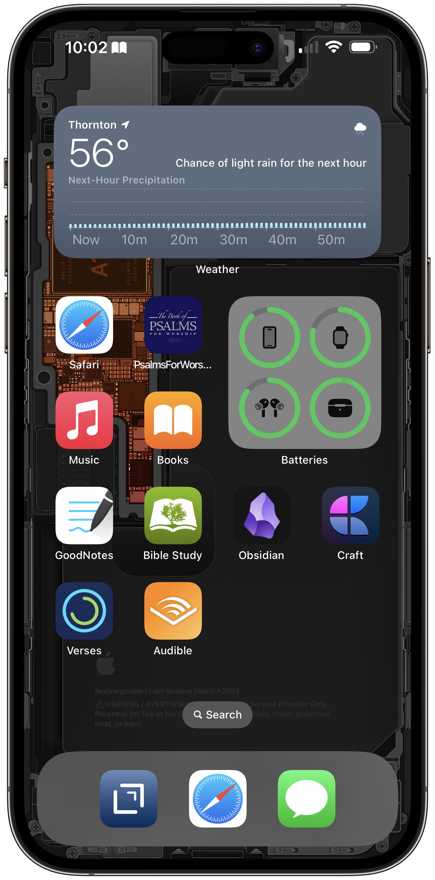 Sabbath mode home screen